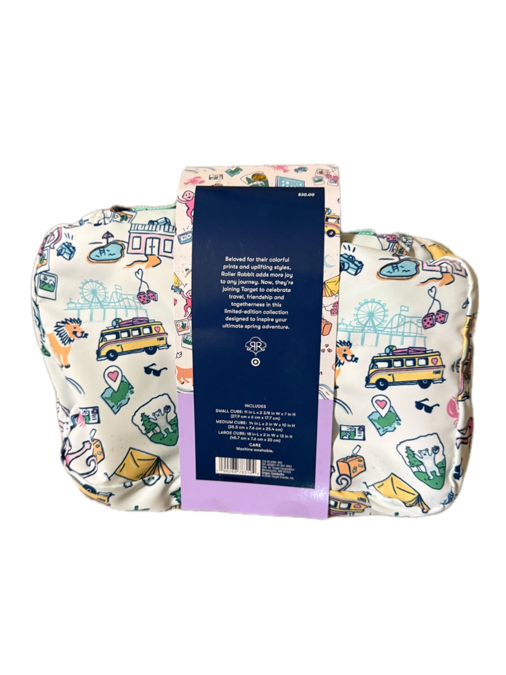Roller rabbit x target packing cube set of 3 new in packaging green disco hearts - Picture 3 of 5